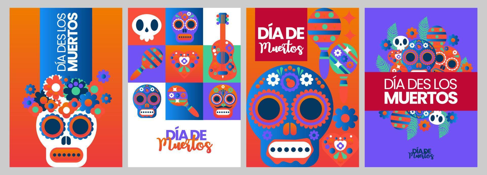 feliz día del juego de vectores muertos, con sombrero, flor, calavera, objetos transparentes aislados de hueso