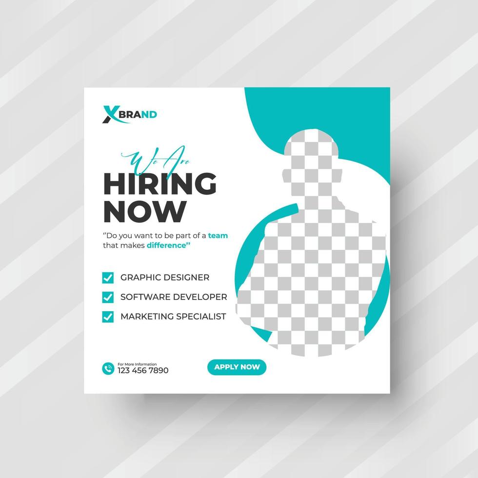 Poster for we are hiring. employees needed. Social media template job vacancy recruitment vector