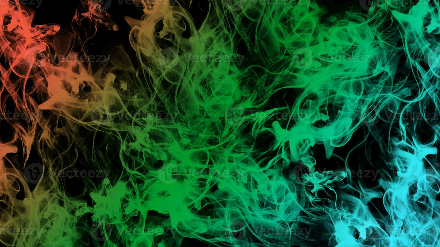 Swarms colorful smoke abstract on black background photo