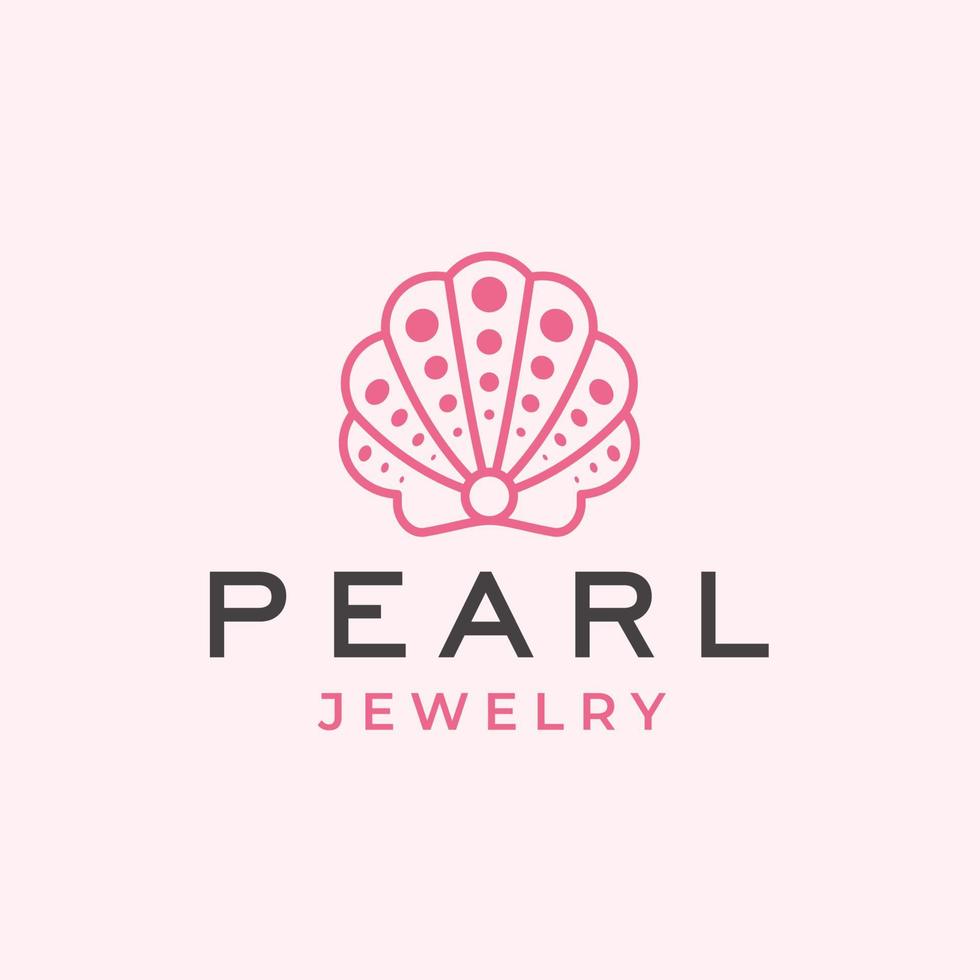 Elegant Beauty Pearl Seashell Shell Oyster Cockle Oyster Scallop logo design template vector