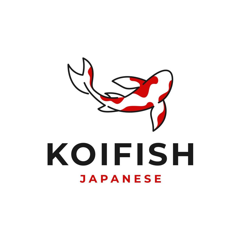 arte de línea de peces koi. elemento de vector de logotipo japonés de pez koi
