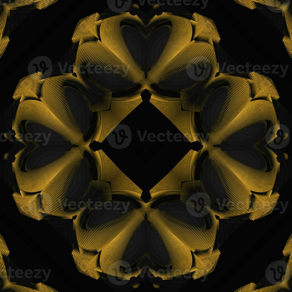 Creative 3d design texture detail inlaid gold decoration on black background photo