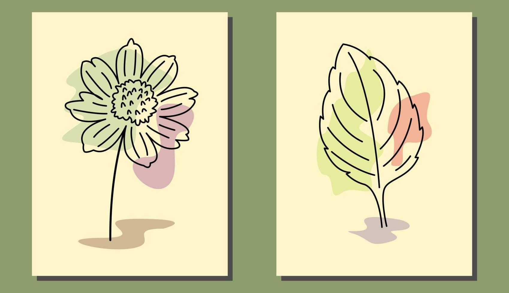 arte botánico abstracto de flores y hojas para la decoración de paredes vector