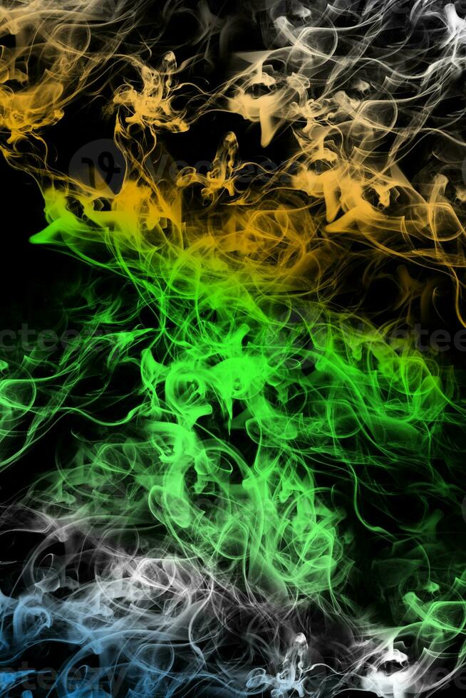 Swarms colorful smoke abstract on black background photo