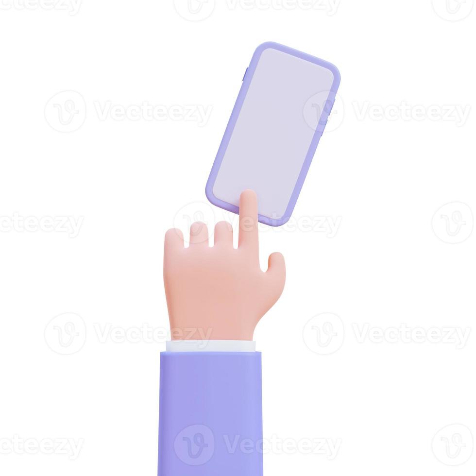 Businessman holding a mobile phone. 3d render illustration with Clipping path. photo