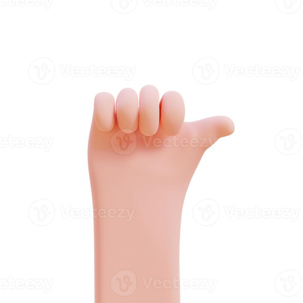 Cartoon hands. Hands raised to count fingers. 3d render illustration with Clipping path. photo