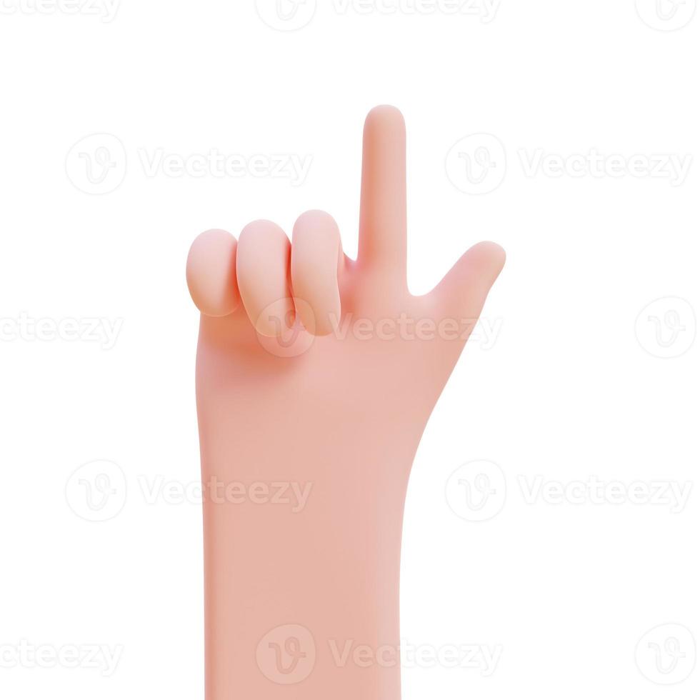 Cartoon hands. Hands raised to count fingers. 3d render illustration with Clipping path. photo