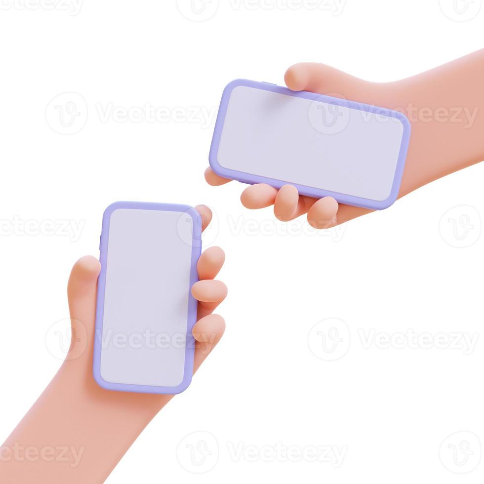 Businessman holding a mobile phone. 3d render illustration with Clipping path. photo