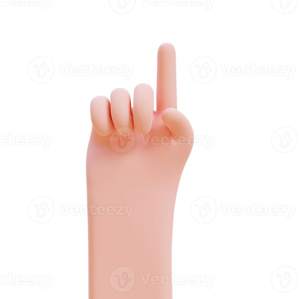 Cartoon hands. Hands raised to count fingers. 3d render illustration with Clipping path. photo