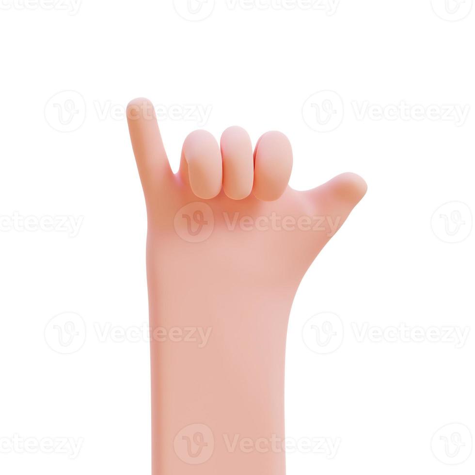 Cartoon hands. Hands raised to count fingers. 3d render illustration with Clipping path. photo