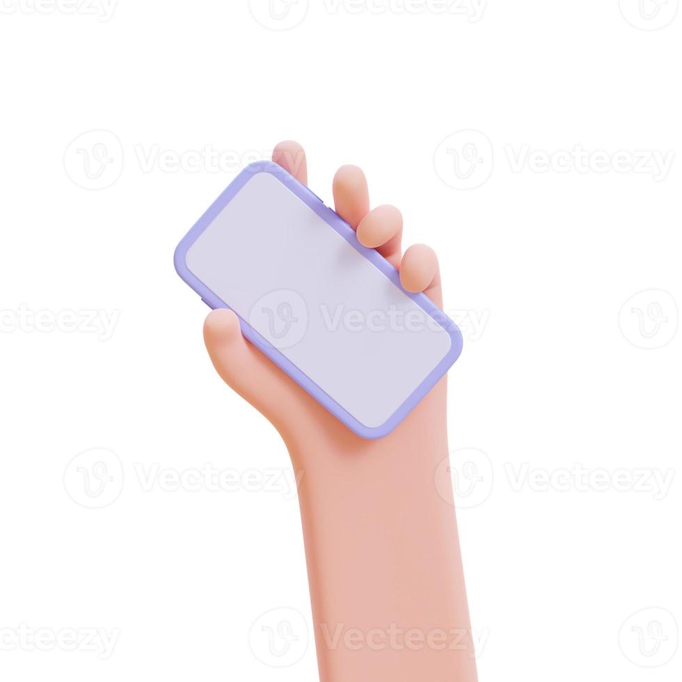 Businessman holding a mobile phone. 3d render illustration with Clipping path. photo