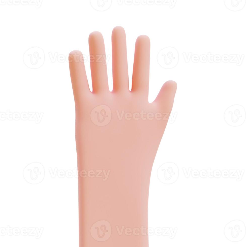 Cartoon hands. Hands raised to count fingers. 3d render illustration with Clipping path. photo