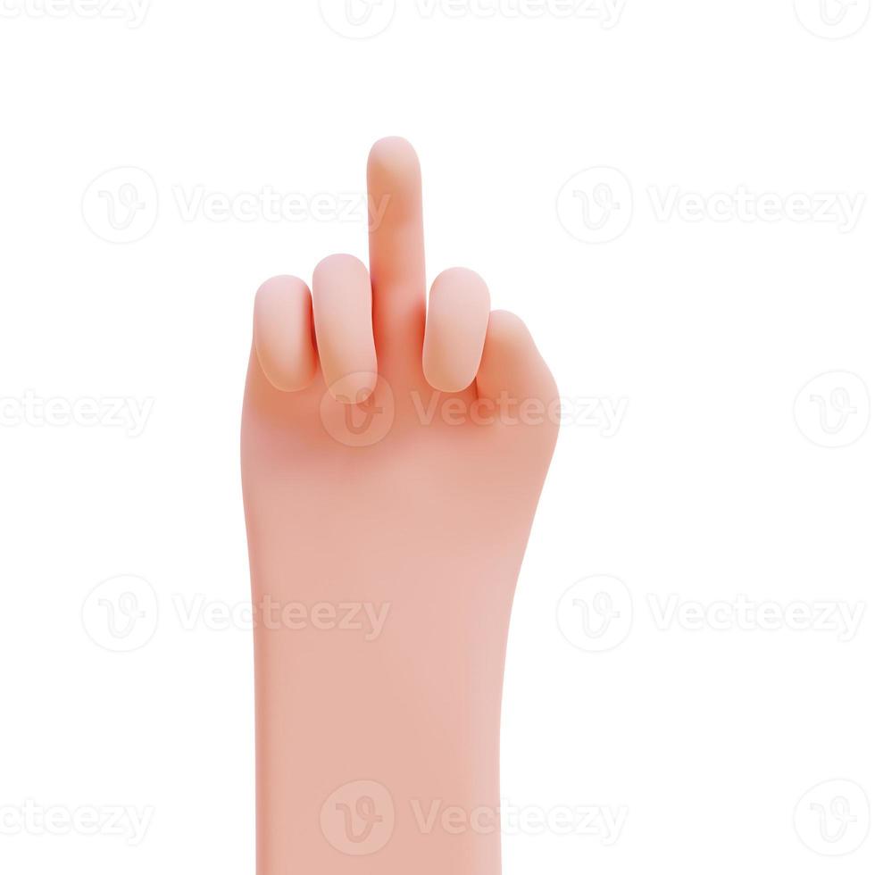 Cartoon hands. Hands raised to count fingers. 3d render illustration with Clipping path. photo