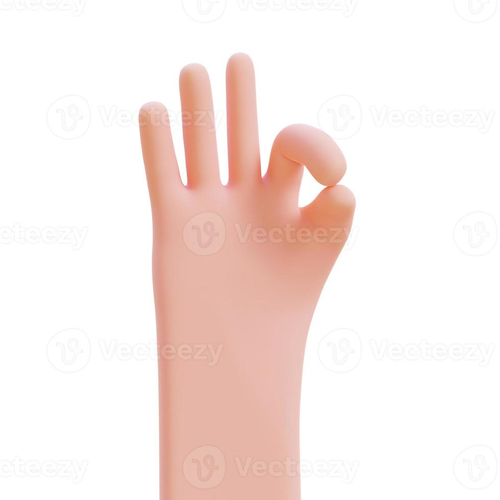 Cartoon hands. Hands raised to count fingers. 3d render illustration with Clipping path. photo