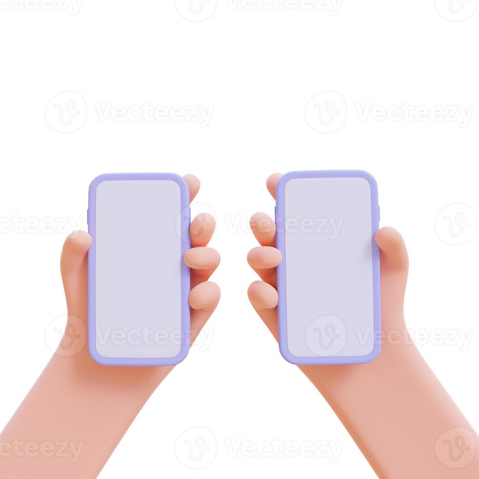 Businessman holding a mobile phone. 3d render illustration with Clipping path. photo