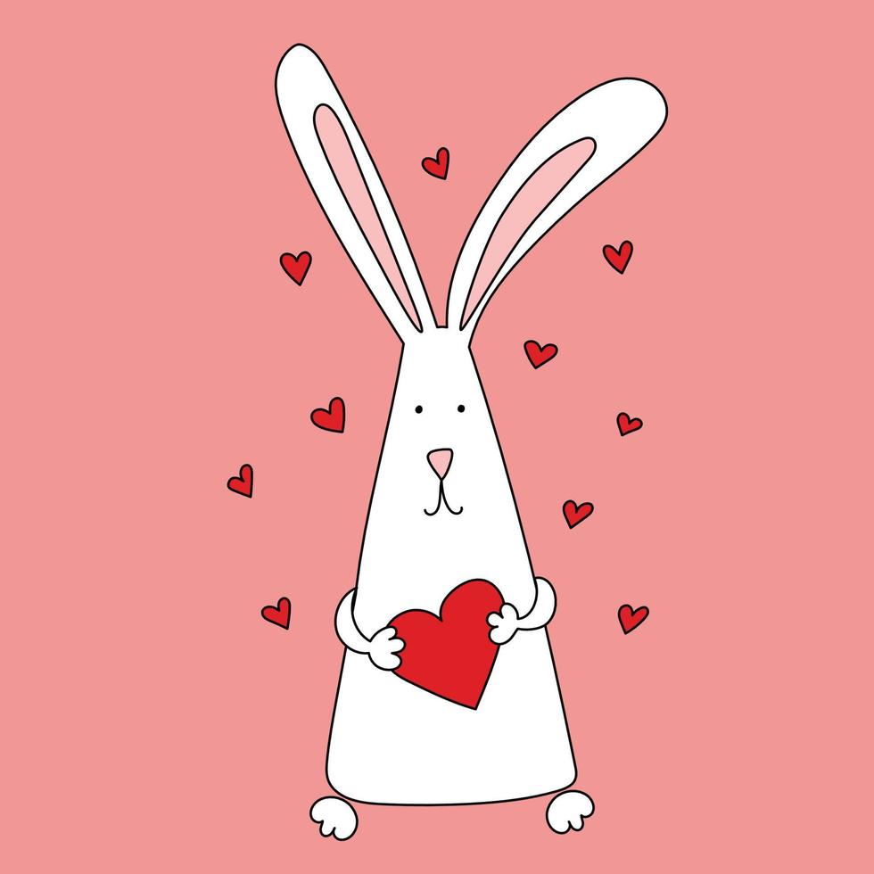 Rabbit symbol of 2023. Rabbit with hearts. Calendar template. vector