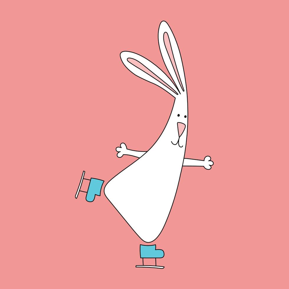 Rabbit symbol of 2023. Rabbit on skates. Calendar template. vector