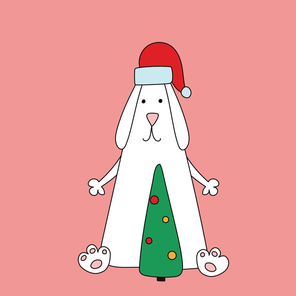 Rabbit symbol of 2023. Rabbit with Christmas tree. Calendar template. vector