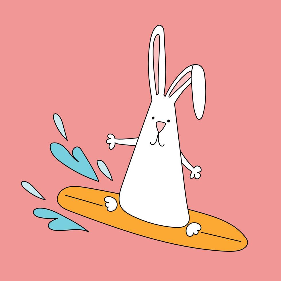 Rabbit symbol of 2023. Rabbit on the surf Calendar template. vector