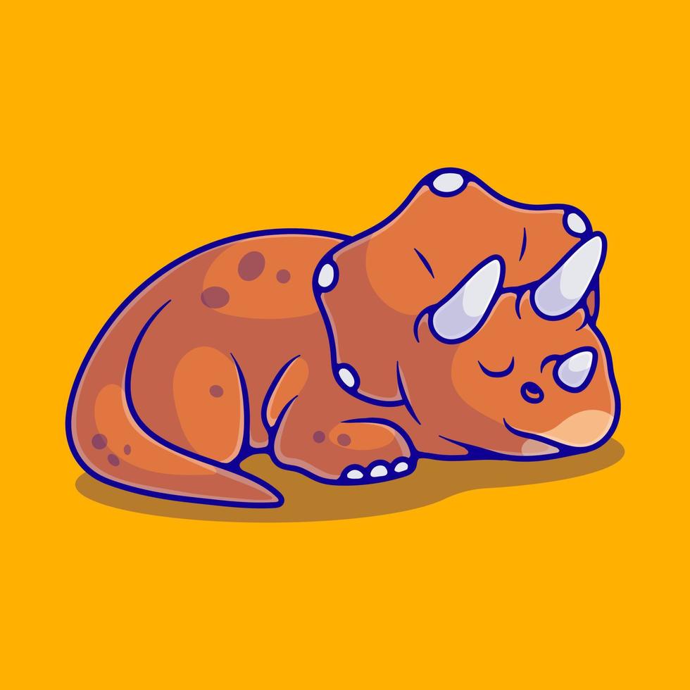cute sleeping triceratops dinosaur illustration suitable for mascot sticker and t-shirt design vector