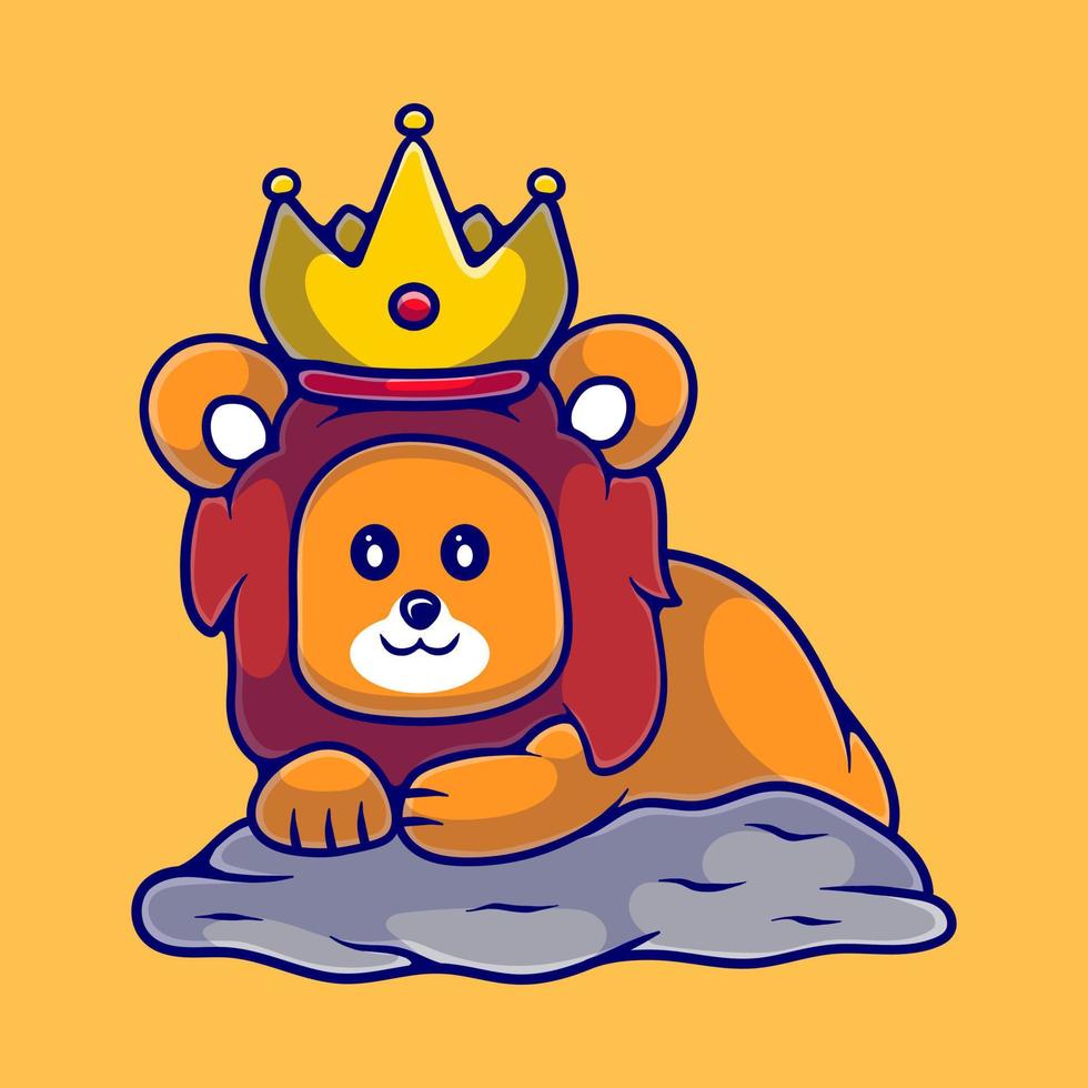 cute lion king illustration suitable for mascot sticker and t-shirt design vector