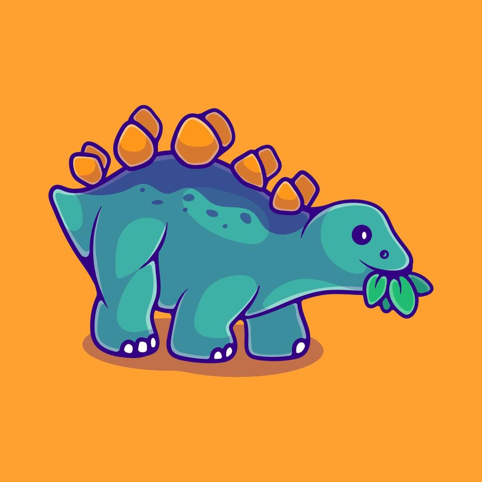 linda ilustración de dinosaurio estegosaurio adecuada para el diseño de calcomanías y camisetas de mascotas vector