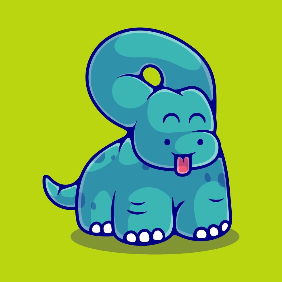 cute brontosaurus dinosaur illustration suitable for mascot sticker and t-shirt design vector