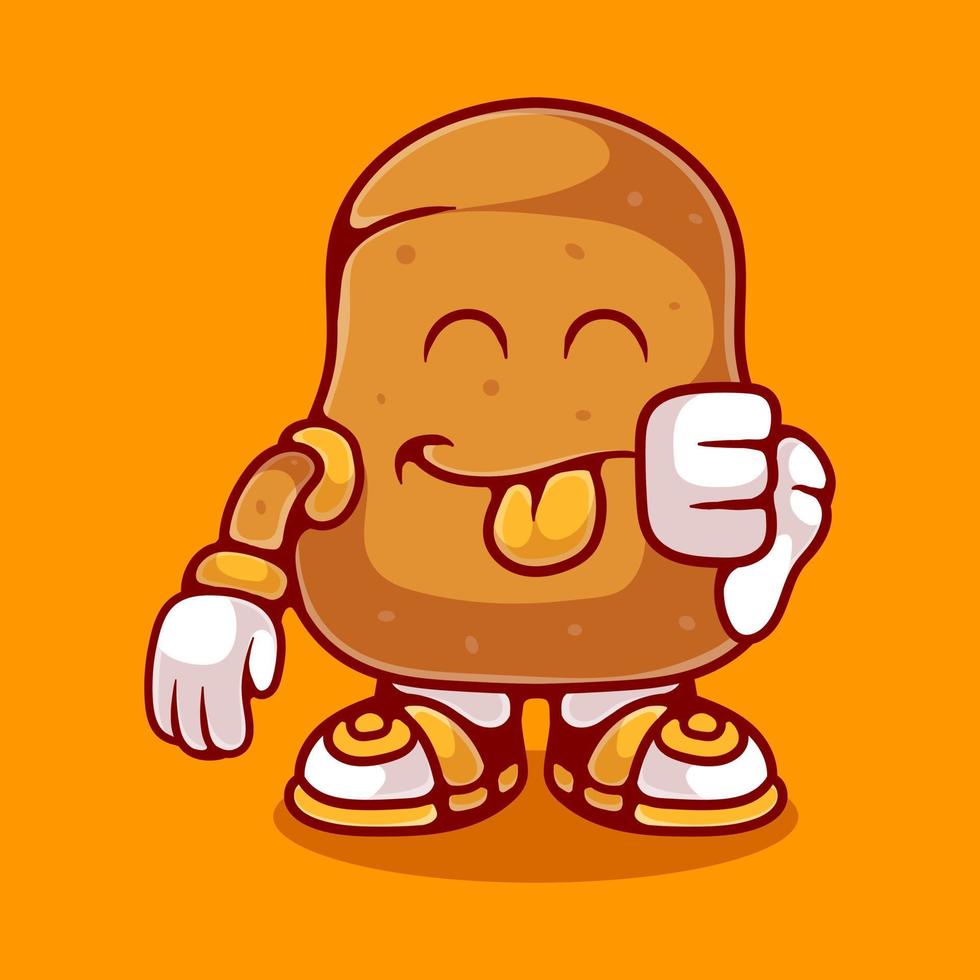 cute thumb down potato illustration suitable for mascot sticker and t-shirt design vector