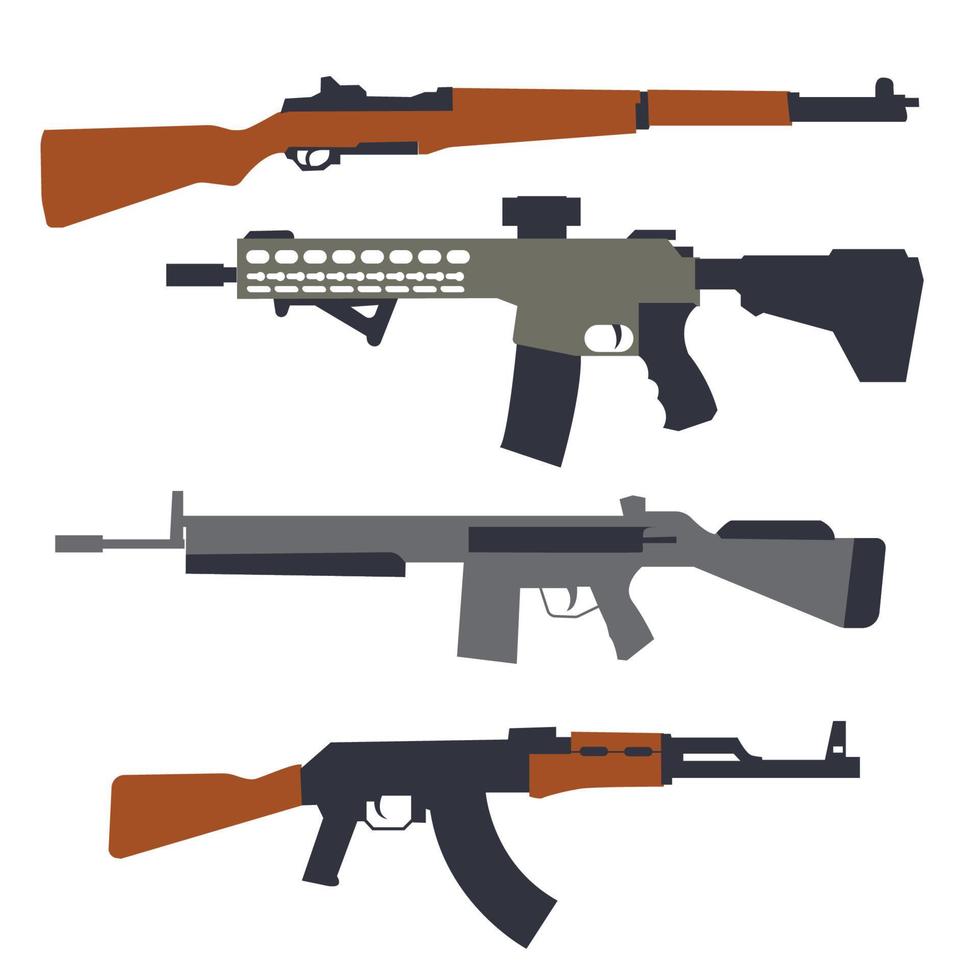 diseño de vector de conjunto de colección de armas de rifle