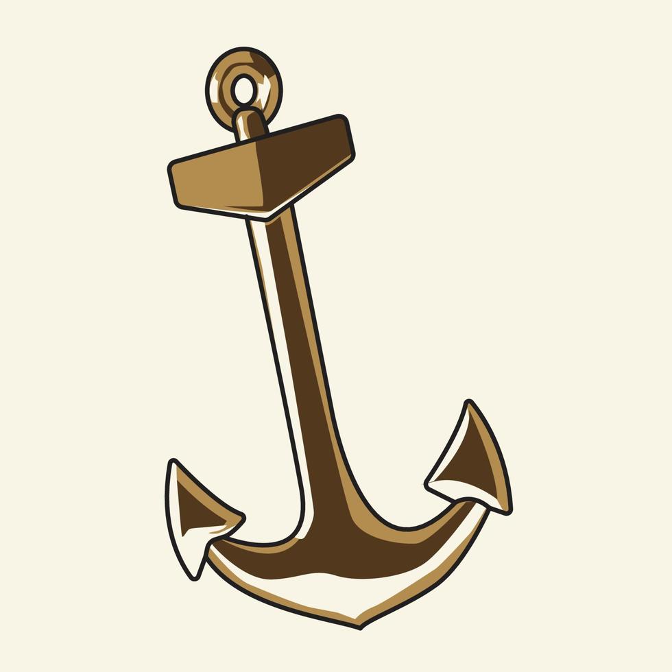 gold anchor nautical symbol vector design