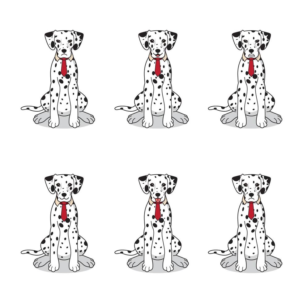 Set of dalmatian dogs with red tie vector