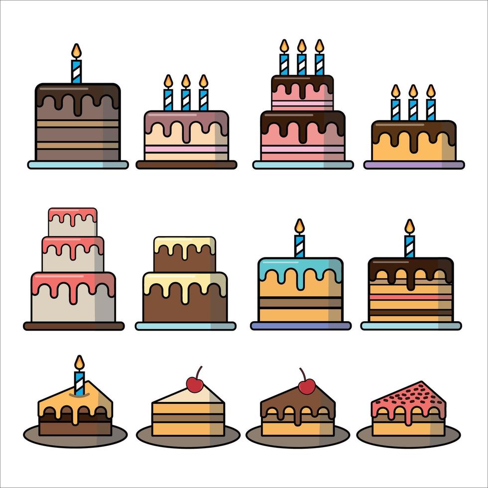 Cakes icons set vector