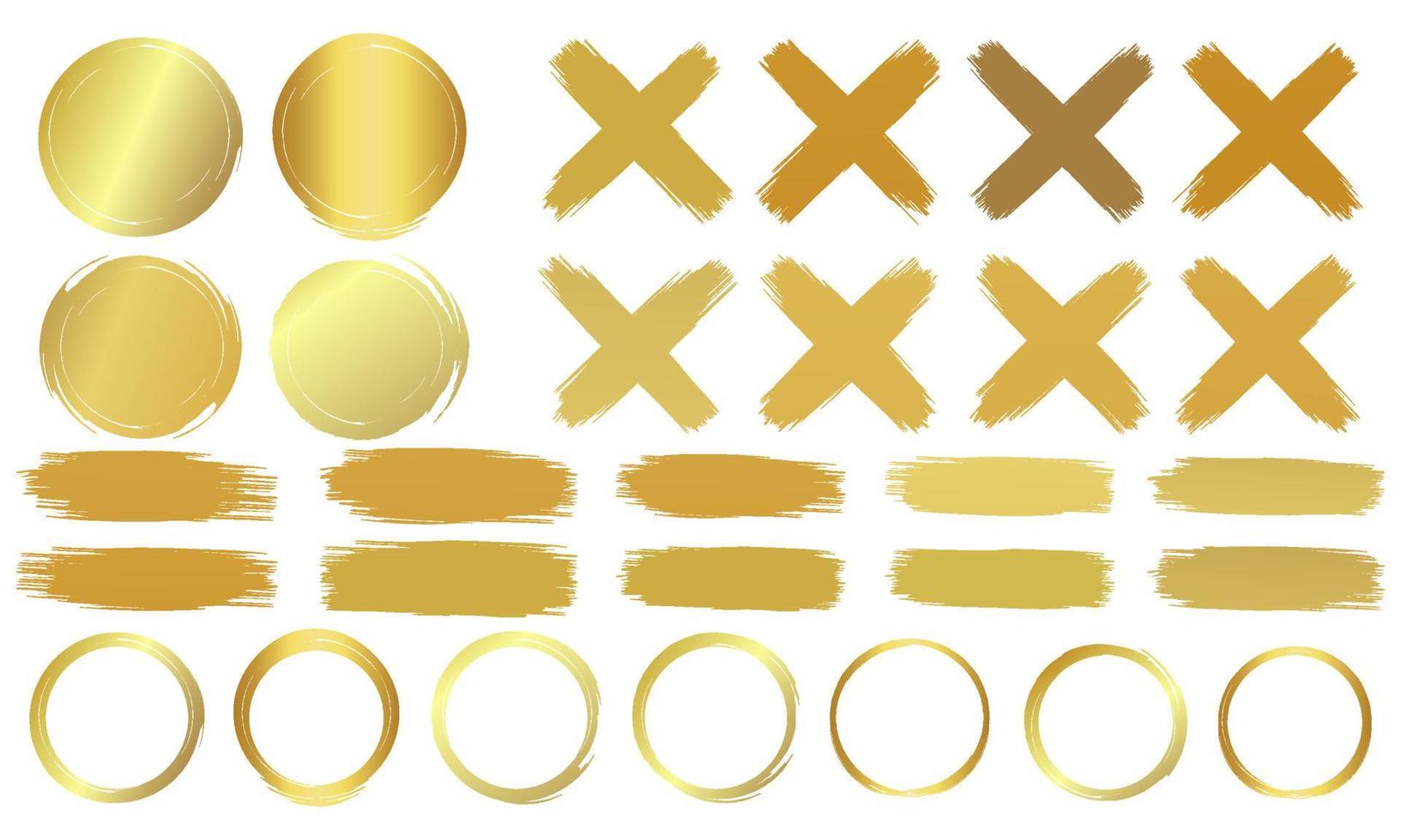 brush stroke and gold circle element vectorcollection set vector