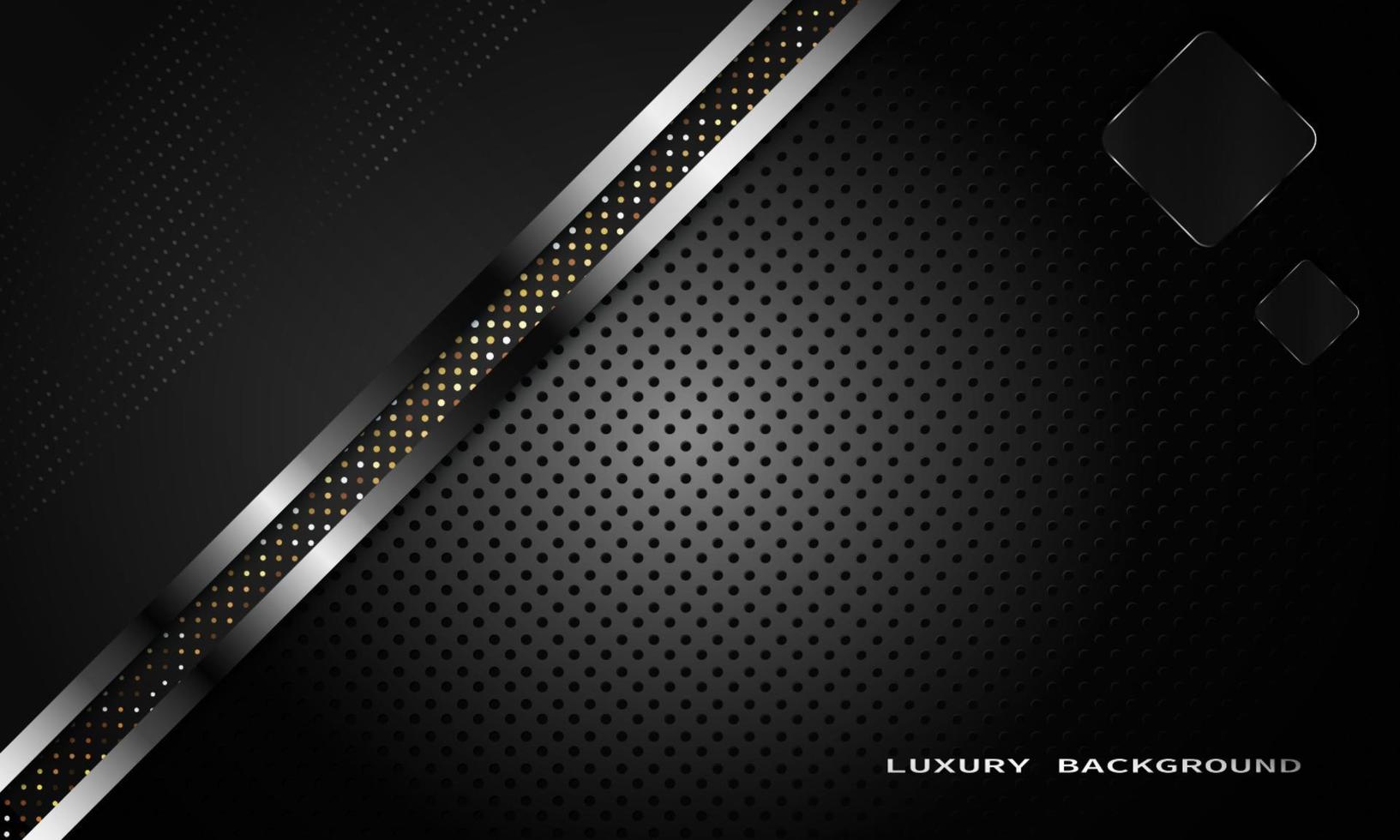 realistic black background with metal gradient and overlap shape vector