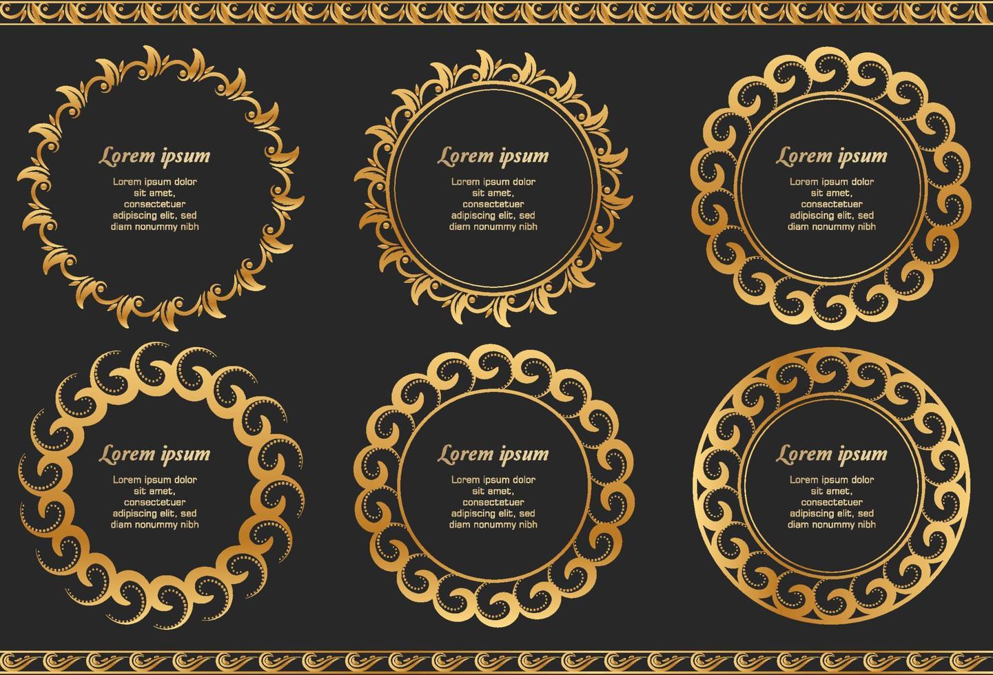 Golden circle flower frame wreath vector