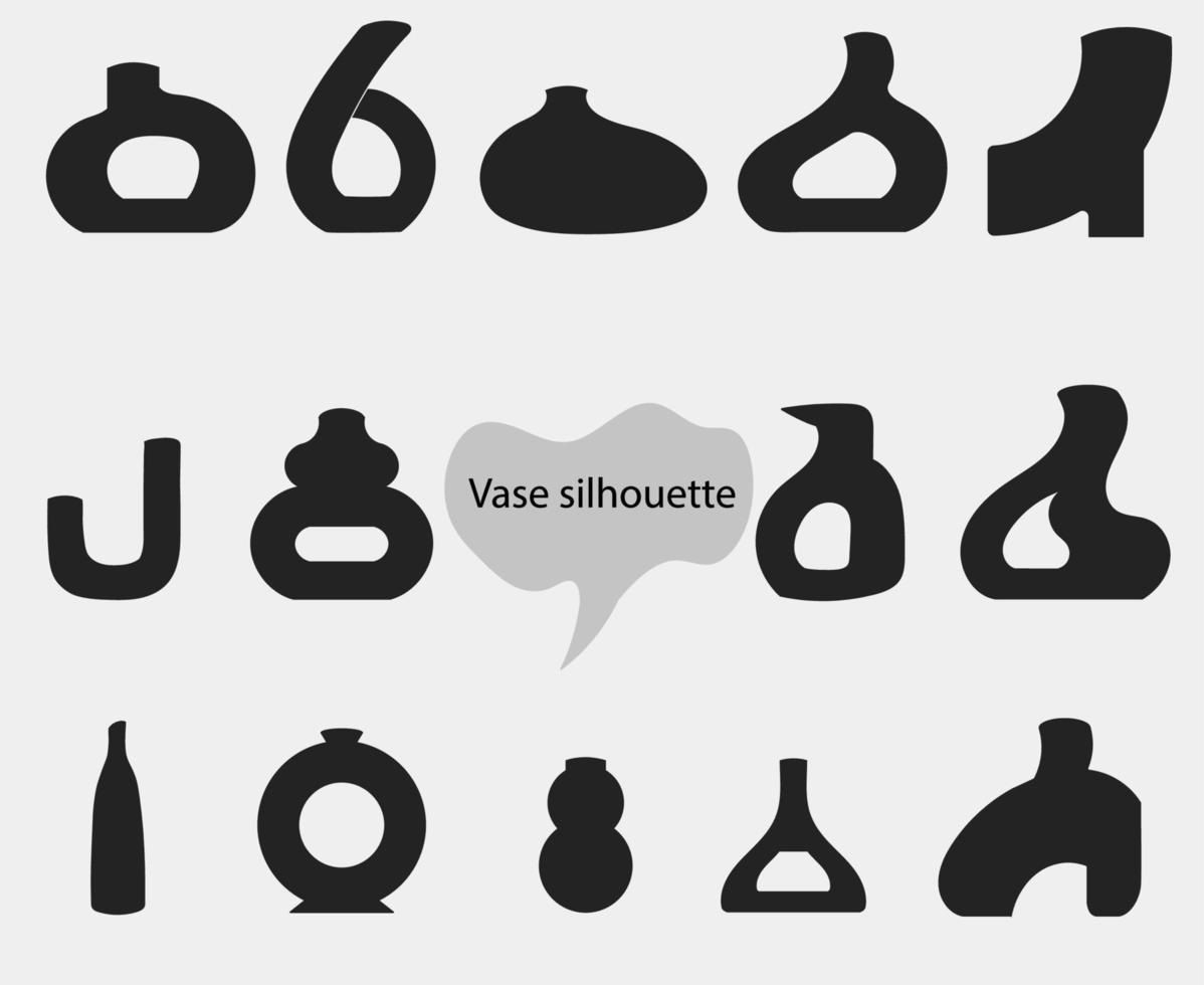 Set of Minimalist Ceramic Vase silhouette illustration vector