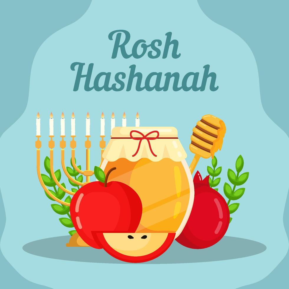 rosh hashanah illustration in flat design style vector