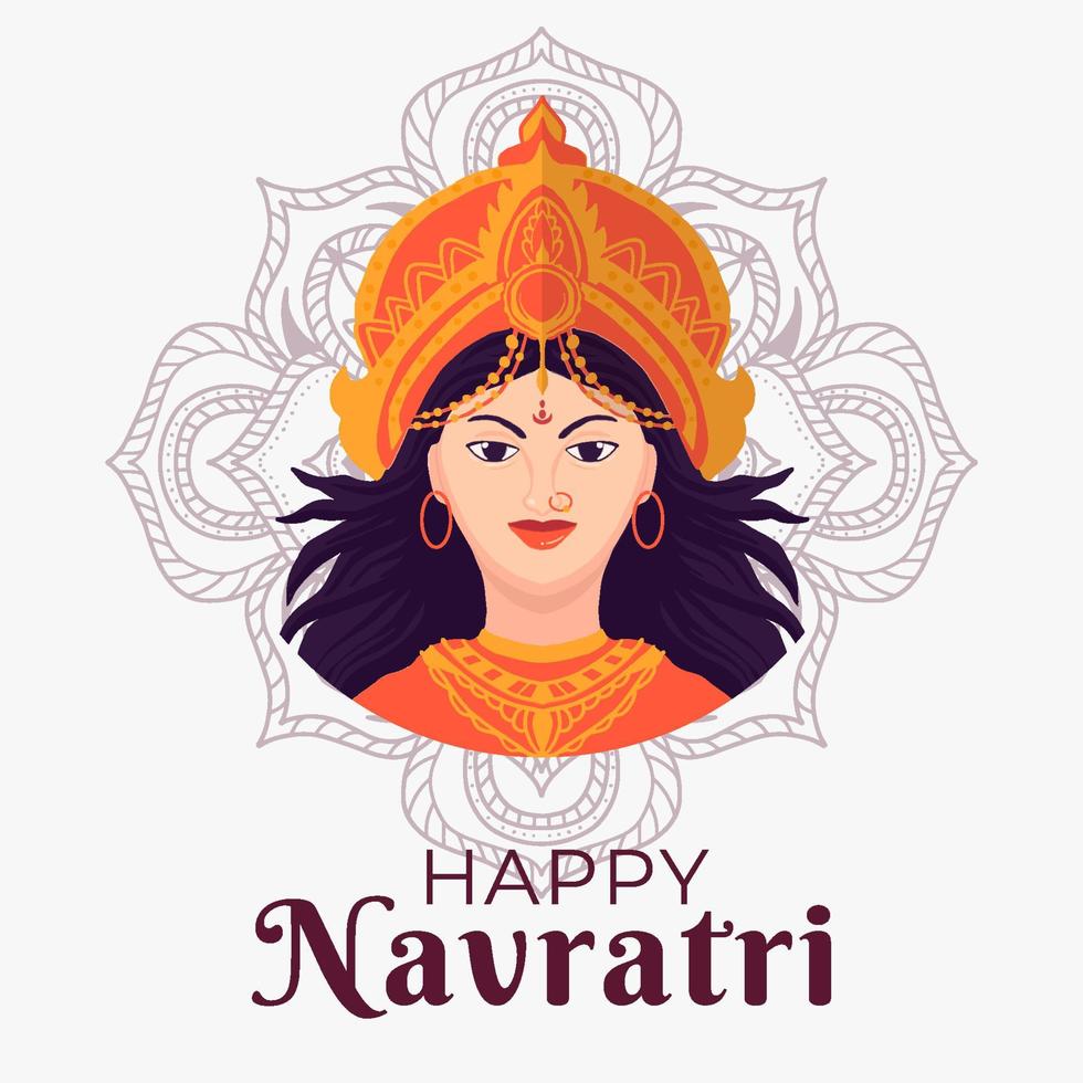 hand drawn happy Navratri illustration vector