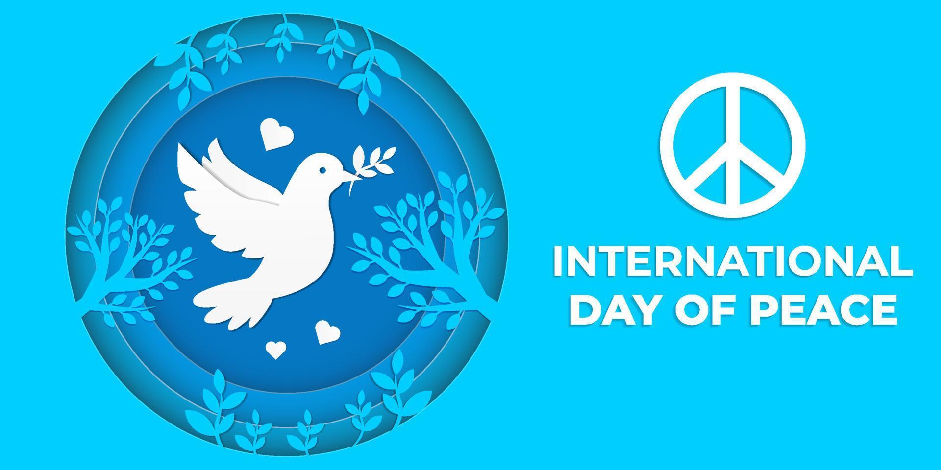 international day of peace in paper cut art style vector