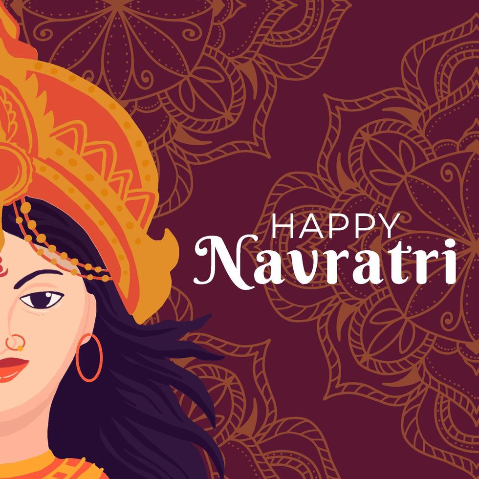 feliz navratri ilustración en estilo plano vector