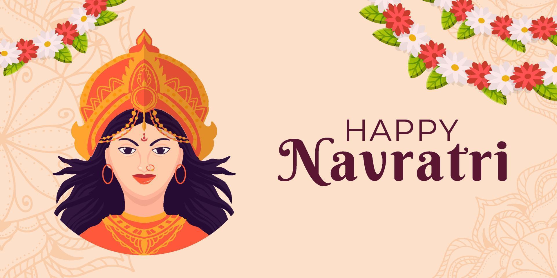 feliz navratri ilustración banner horizontal vector