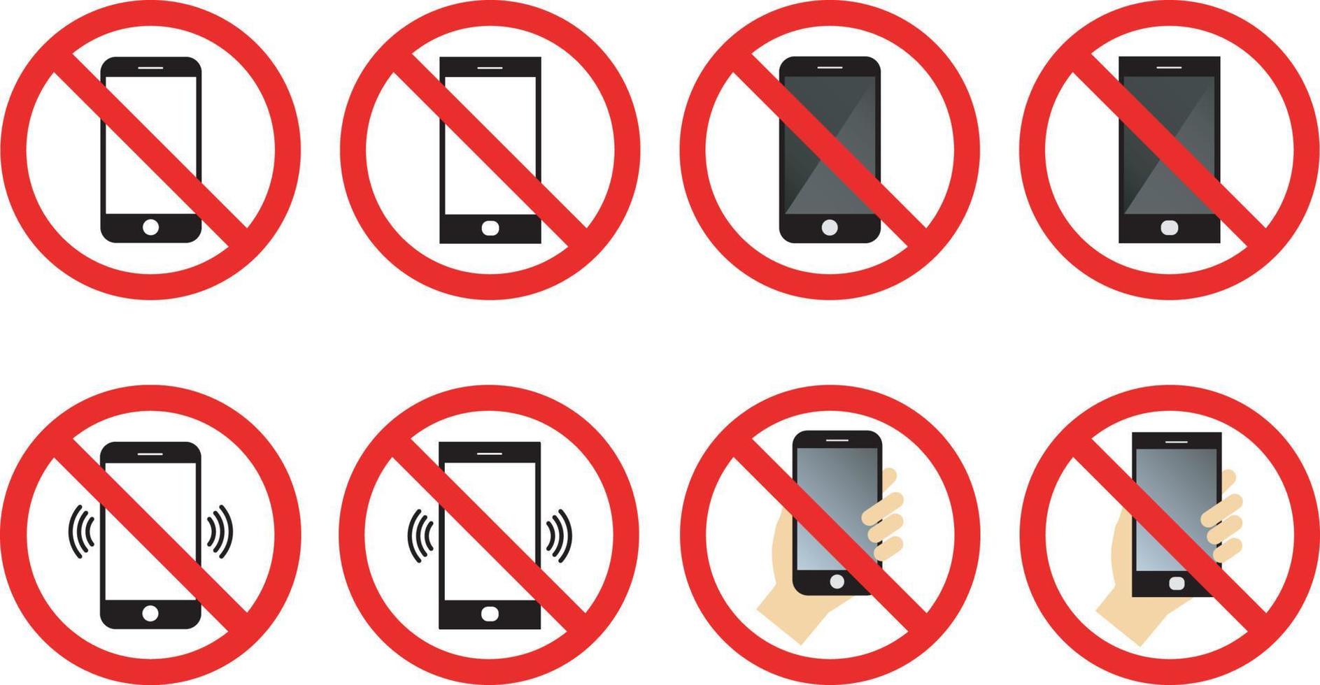 No Mobile Phone Allowed Sign Set vector