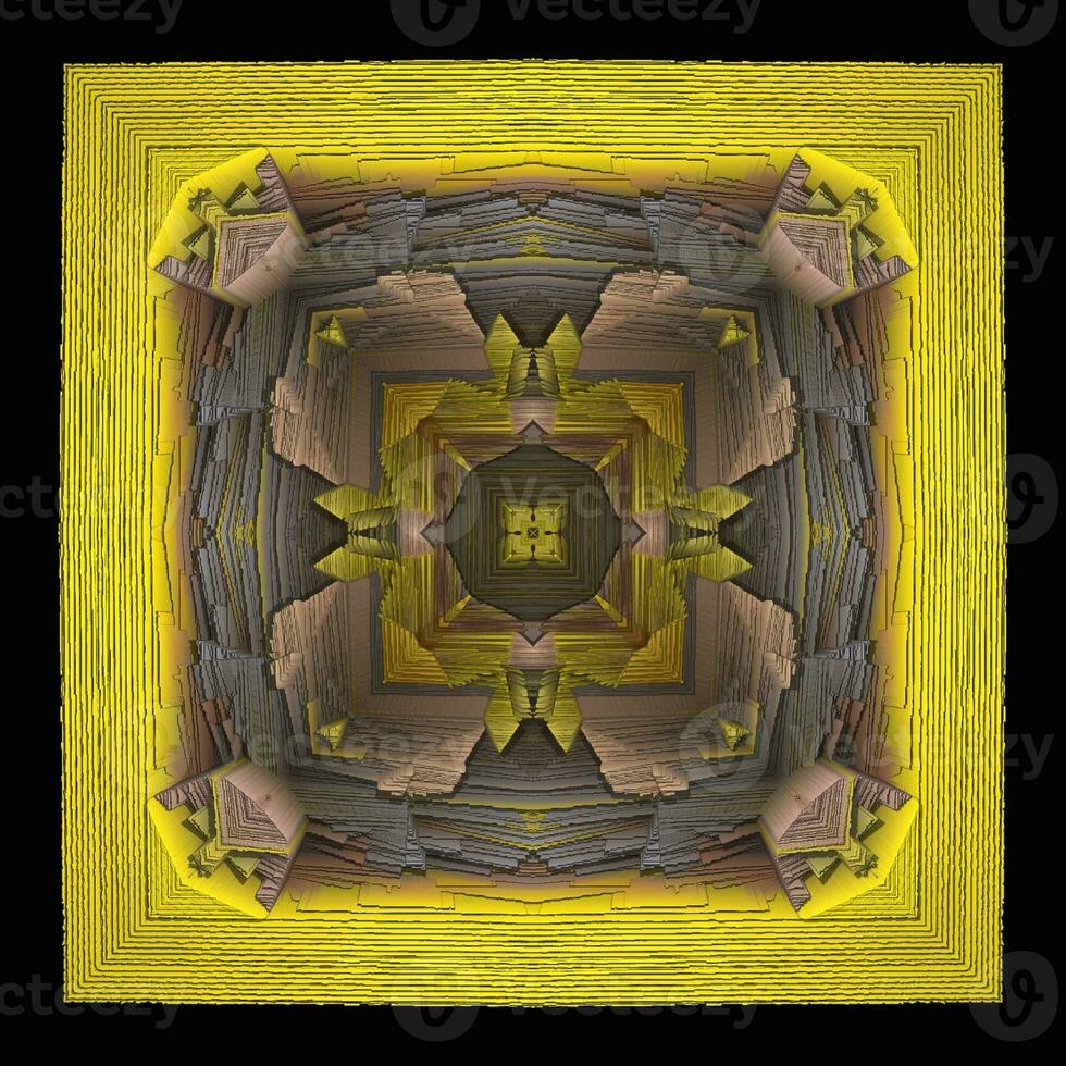 Unique repetition texture details 3D design ornament black background photo