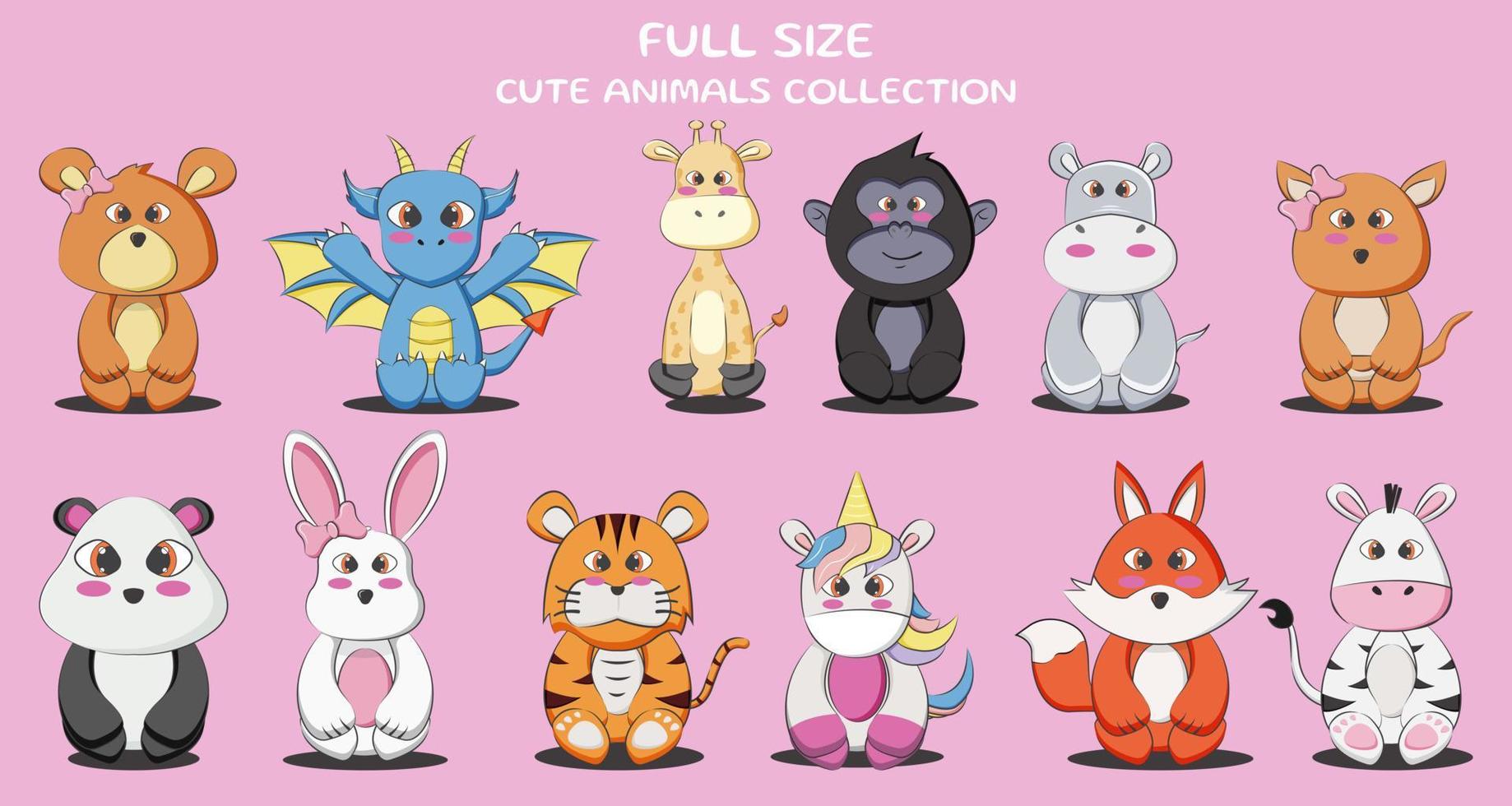 Full Size Cute Animals Collection vector