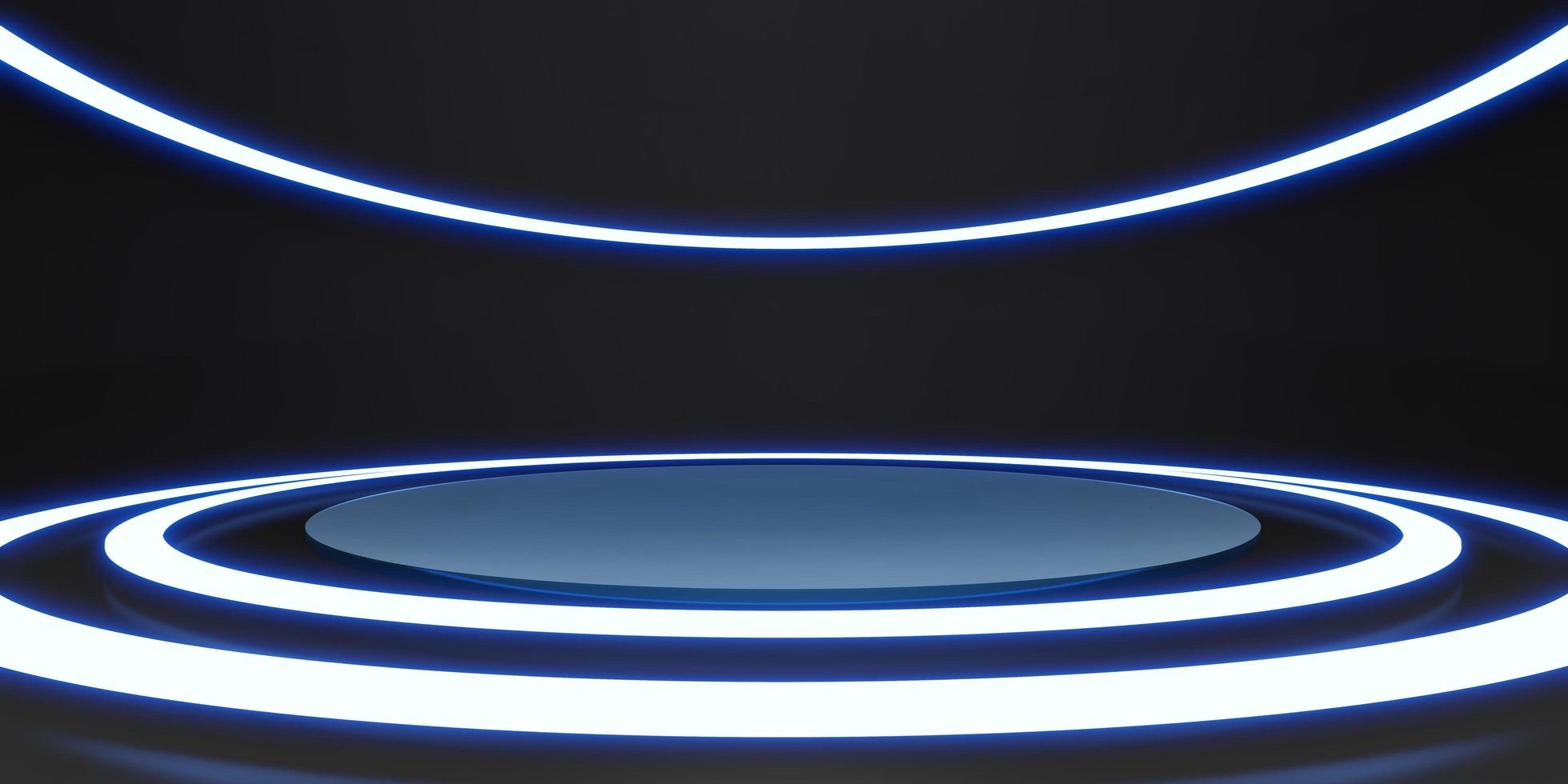 room and circle wall Laser light and spherical fluorescent lamp Technology style floors and walls 3D illustration photo