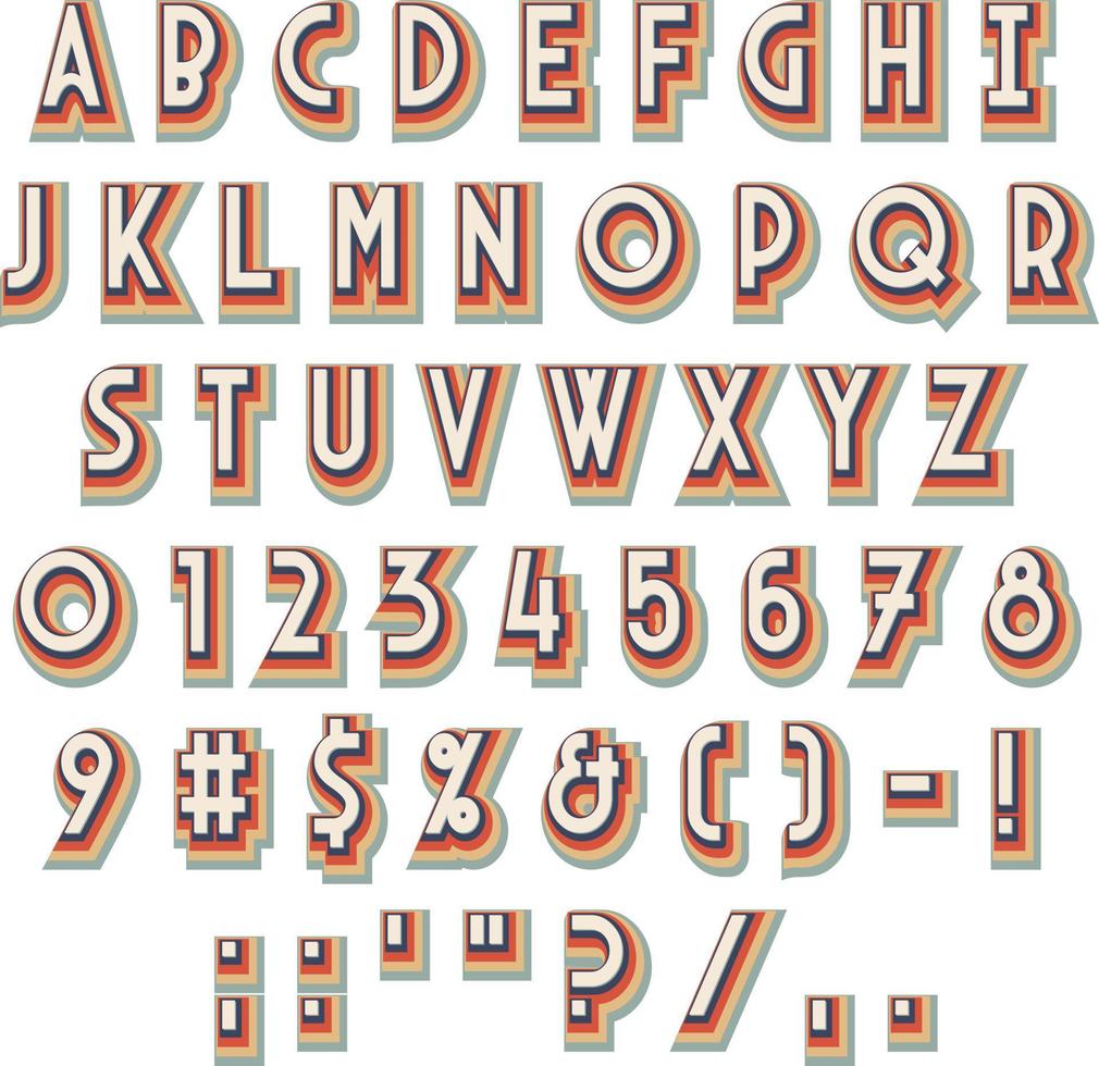 Vector Letter Alphabet Retro Effect