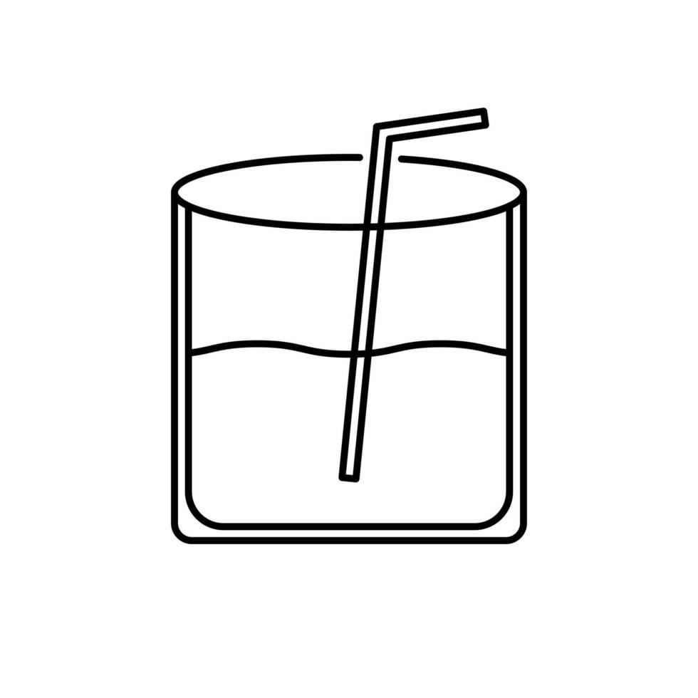 rock glass icon with water and strew. simple, line, silhouette and clean style. suitable for symbol, sign, icon or logo vector