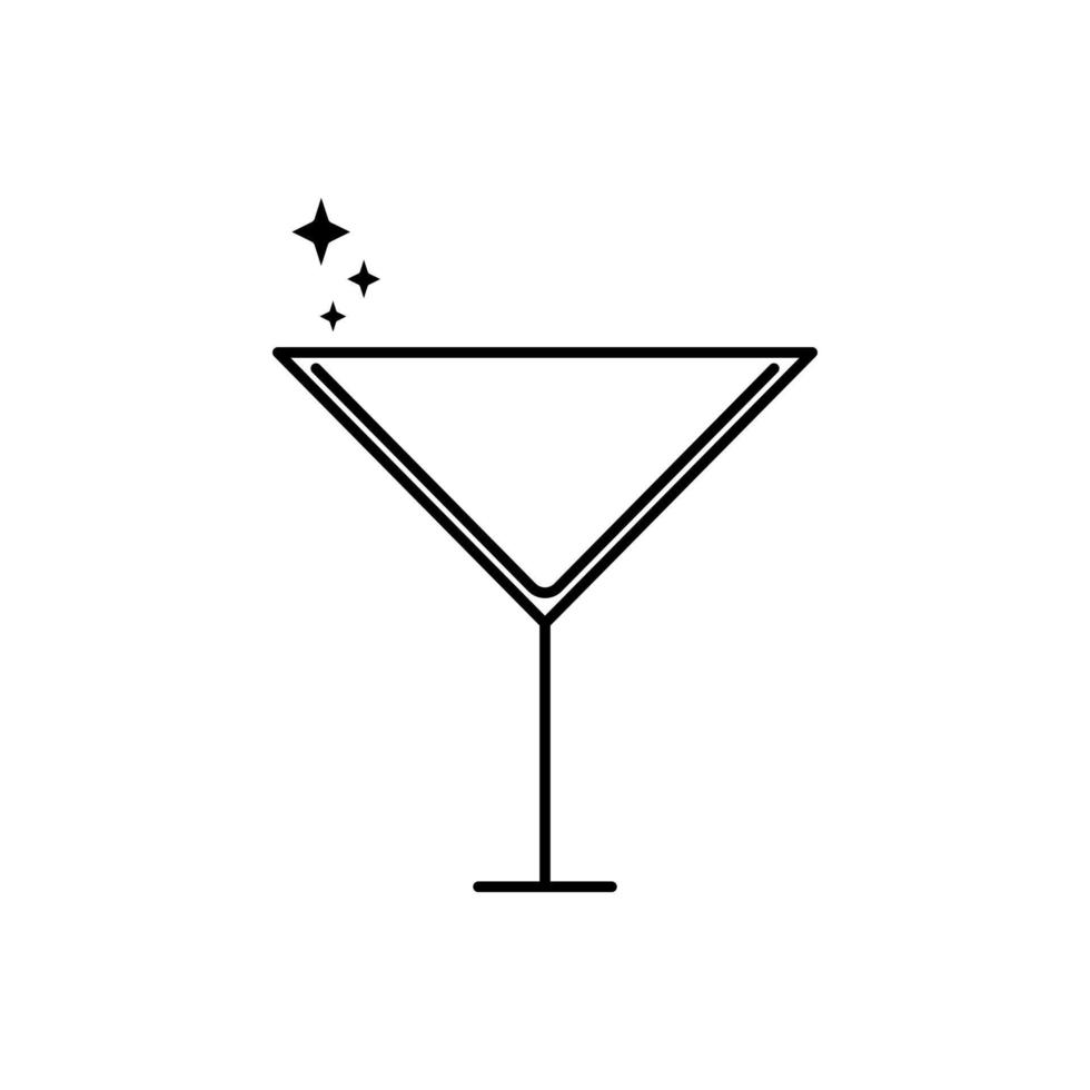 sparkling martini cocktail glass icon. simple, line, silhouette and clean style. suitable for symbol, sign, icon or logo vector