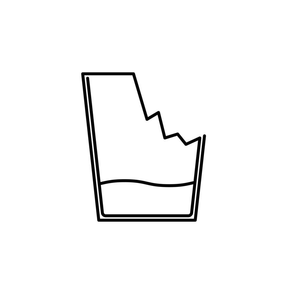 cracked glass or cup line icon. on white background. isolated, simple, lines, silhouettes and clean style. suitable for symbols, signs, icons or logos vector