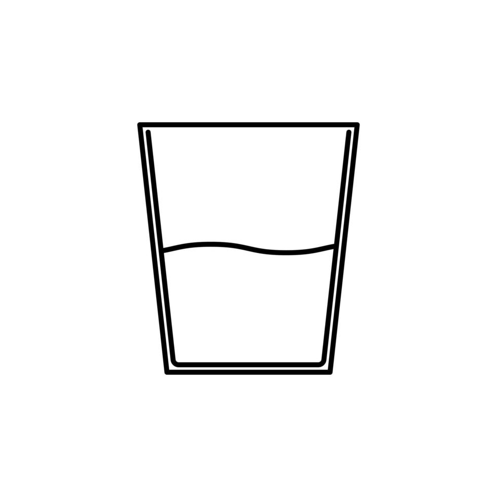 glass or cup line icon. half filled with water. on white background. isolated, simple, lines, silhouettes and clean style. suitable for symbols, signs, icons or logos vector